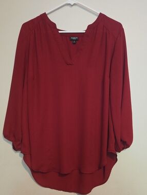 torrid Deep Red V-Neck Balloon Sleeve Blouse